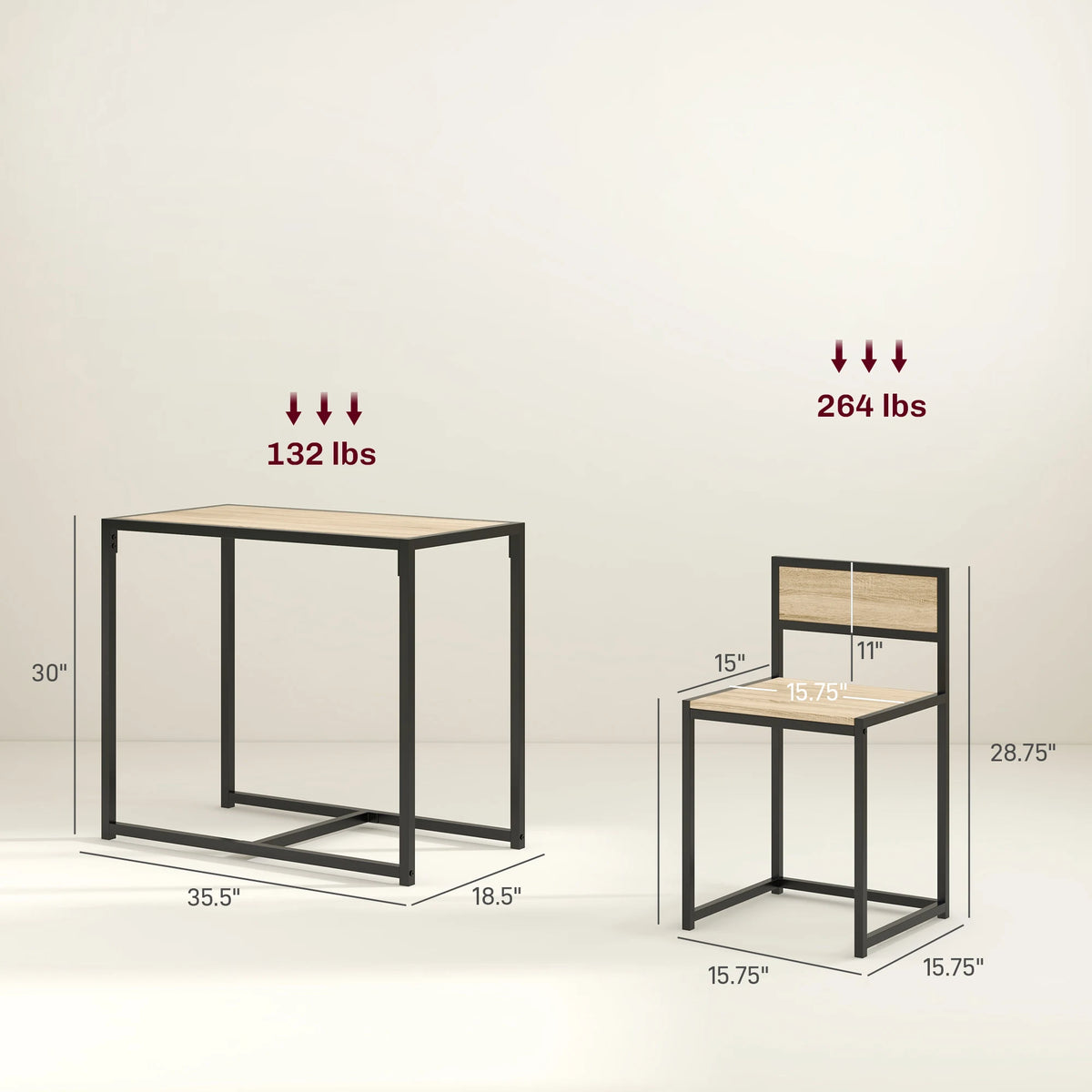 Homcom Small Dining Table Set for 2 Compact for Small Spaces, Oak